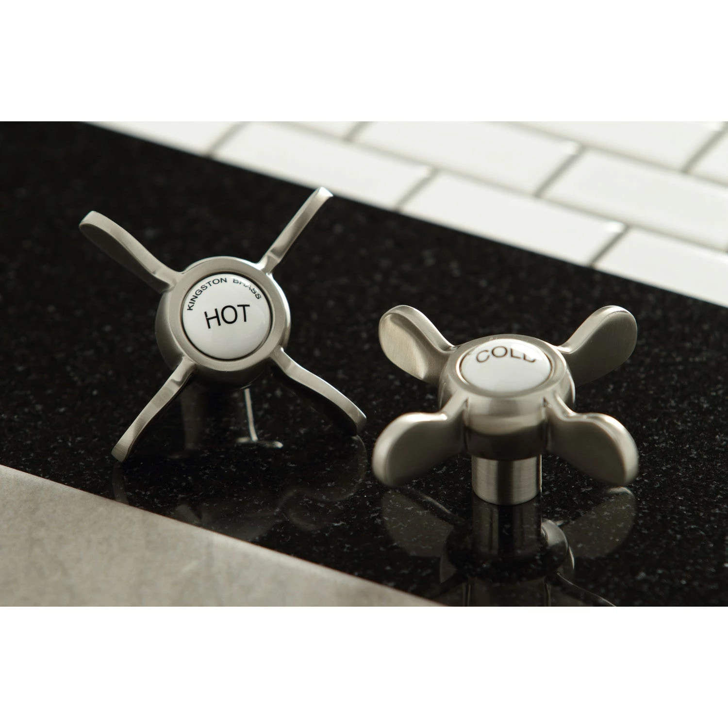 Kingston CC266S8BEX Freestanding Supply Line With Stop Valve And Handle, Brushed Nickel - Image 2