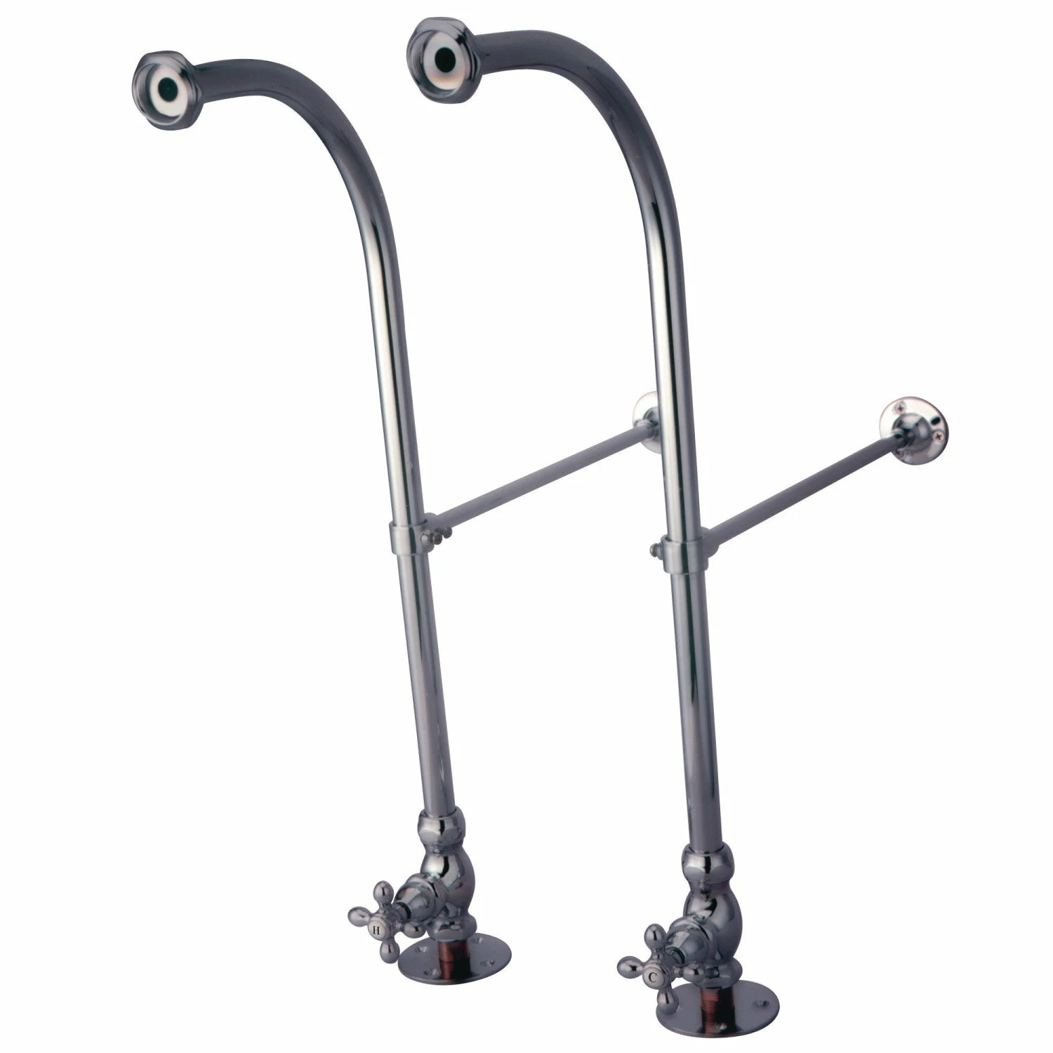 Vintage CC451MX Rigid Freestand Supplies With Stops And Cross Handles, Polished Chrome