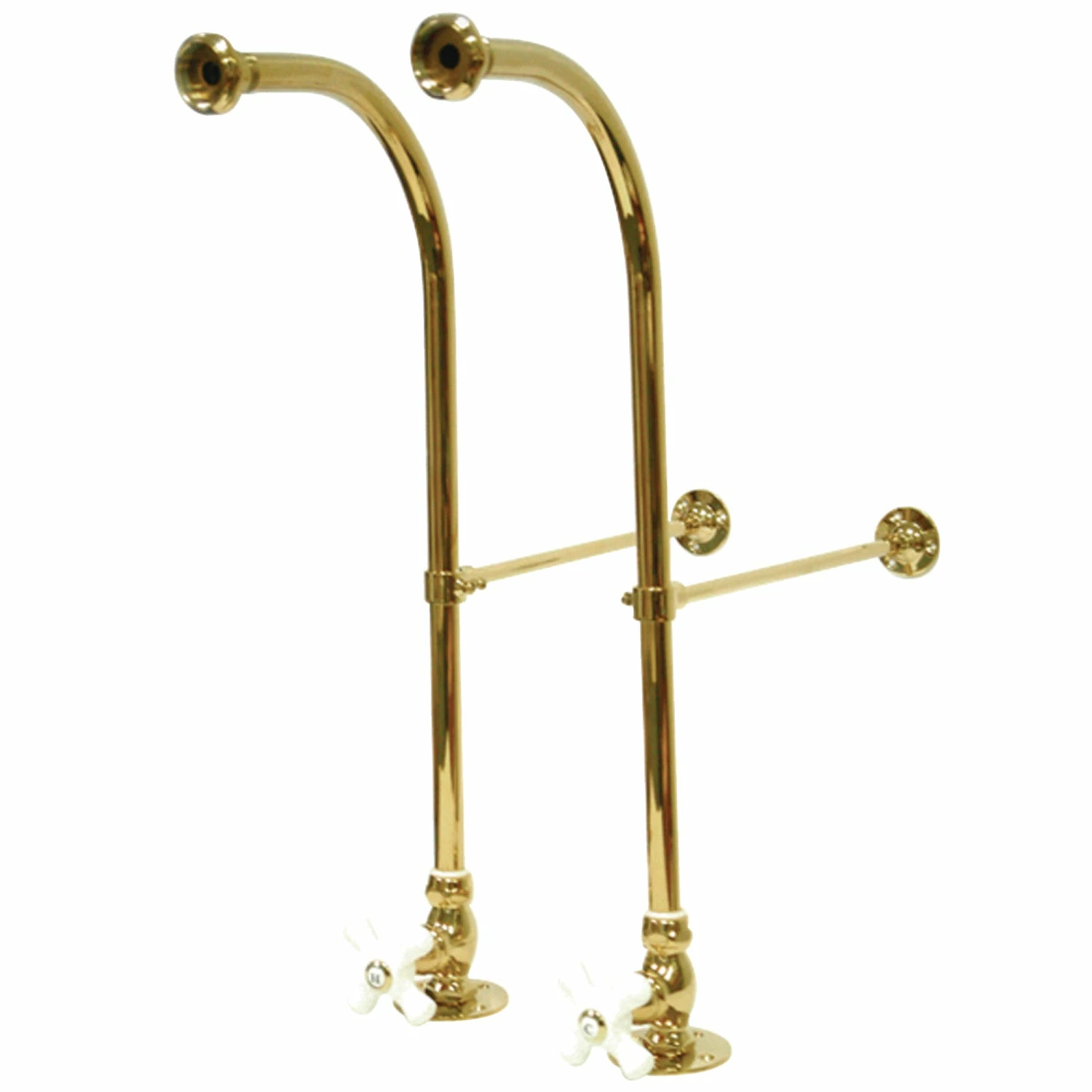 Vintage CC452CX Rigid Freestand Supplies With Stops And Cross Handles, Polished Brass