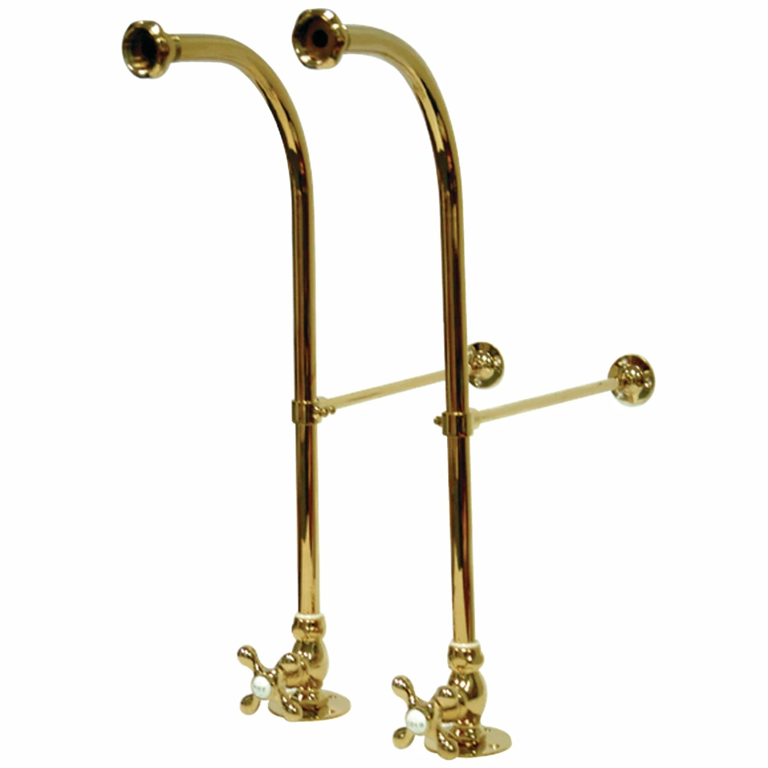 Vintage CC452MX Rigid Freestand Supplies With Stops And Cross Handles, Polished Brass