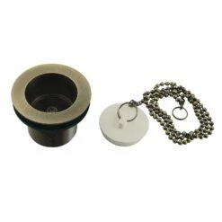 Made To Match DSP15AB 1-1/2-Inch Chain And Stopper Tub Drain With 1-1/2-Inch Body Thread, Antique Brass