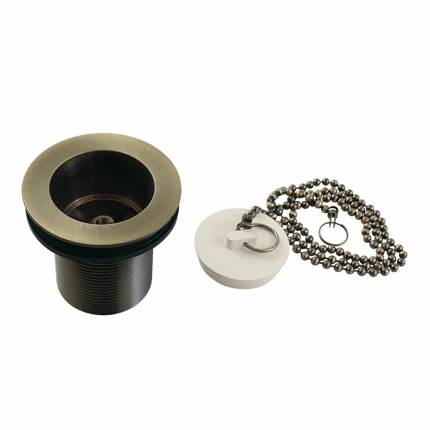 Made To Match DSP20AB 1-1/2-Inch Chain And Stopper Tub Drain With 2-Inch Body Thread, Antique Brass