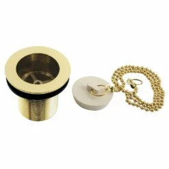 Made To Match DSP20PB 1-1/2-Inch Chain And Stopper Tub Drain With 2-Inch Body Thread, Polished Brass