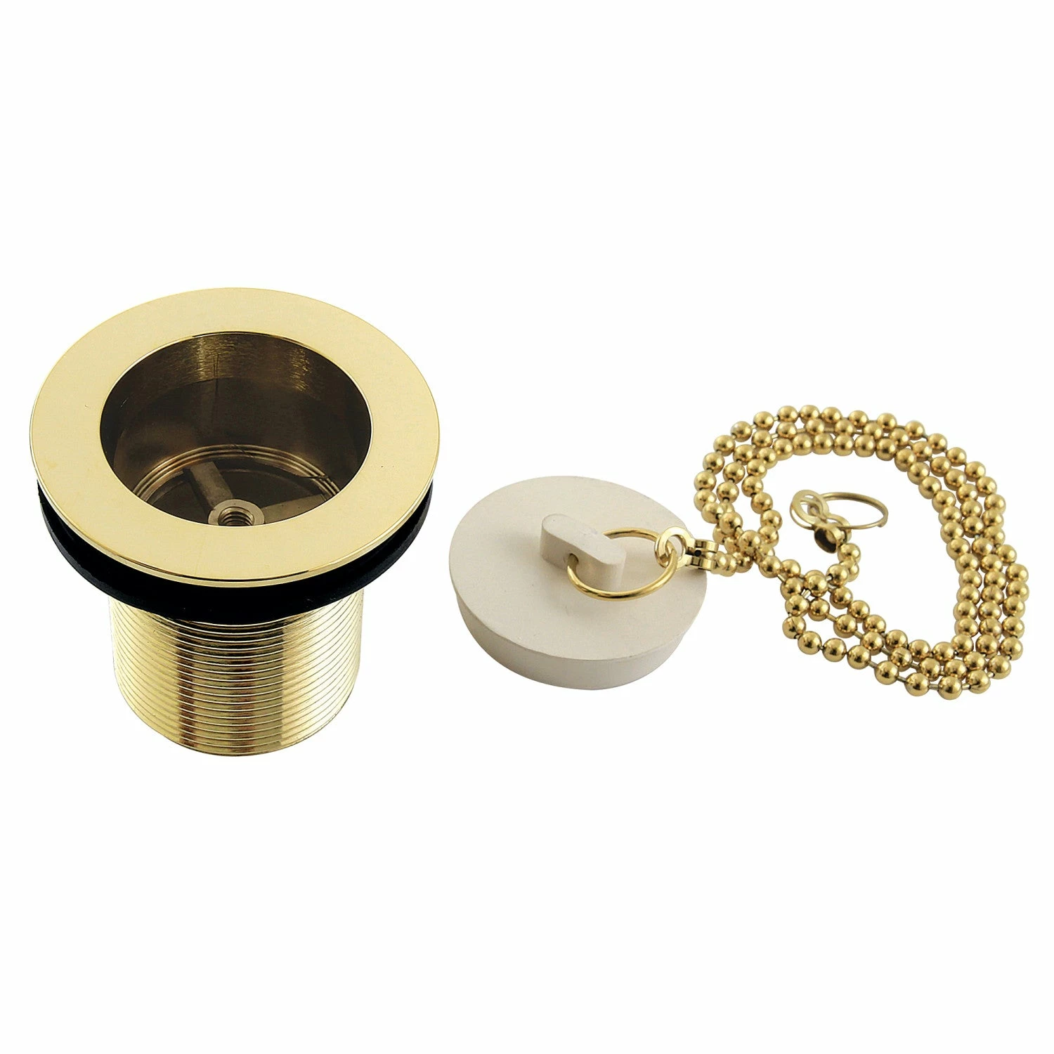 Made To Match DSP20PB 1-1/2-Inch Chain And Stopper Tub Drain With 2-Inch Body Thread, Polished Brass