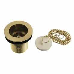 Made To Match DSP20SB 1-1/2-Inch Chain And Stopper Tub Drain With 2-Inch Body Thread, Brushed Brass