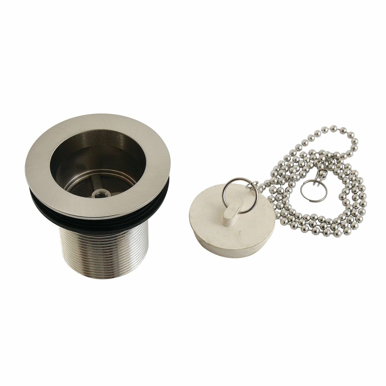 Made To Match DSP20SN 1-1/2-Inch Chain And Stopper Tub Drain With 2-Inch Body Thread, Brushed Nickel