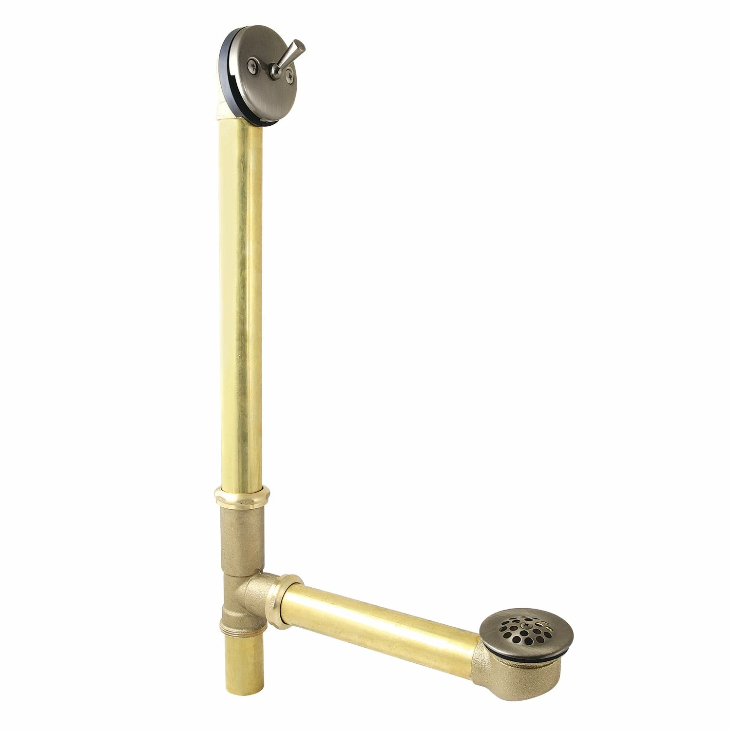 Made To Match DTL1183 23-Inch Brass Trip Lever Tub Waste And Overflow With Grid Strainer, Antique Brass