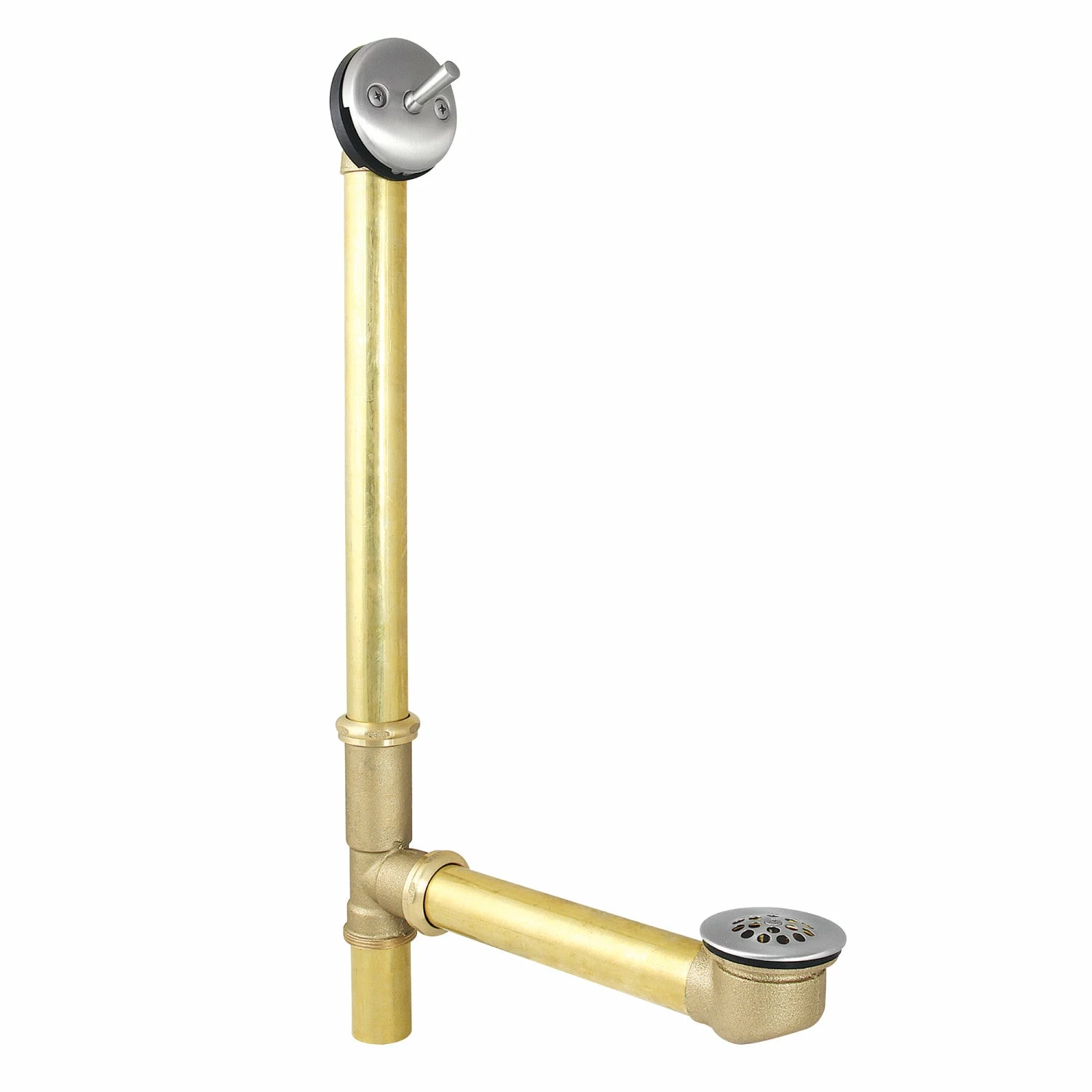 Made To Match DTL1186 23-Inch Brass Trip Lever Tub Waste And Overflow With Grid Strainer, Polished Nickel