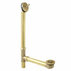 Made To Match DTL1187 23-Inch Brass Trip Lever Tub Waste And Overflow With Grid Strainer, Brushed Brass