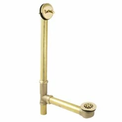 Made To Match DTL1202 25-Inch Brass Trip Lever Tub Waste And Overflow With Grid Strainer, Polished Brass