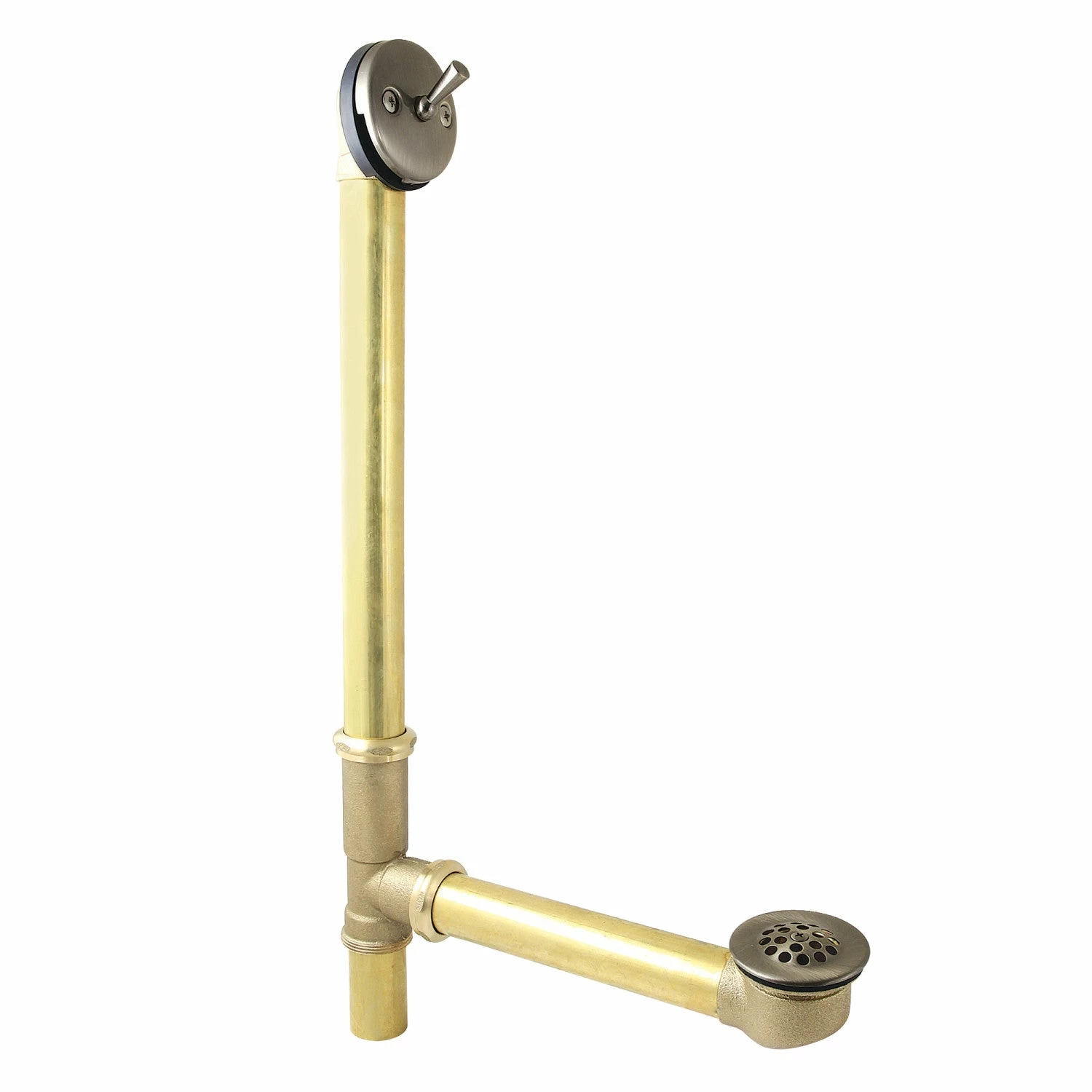 Made To Match DTL1203 25-Inch Brass Trip Lever Tub Waste And Overflow With Grid Strainer, Antique Brass