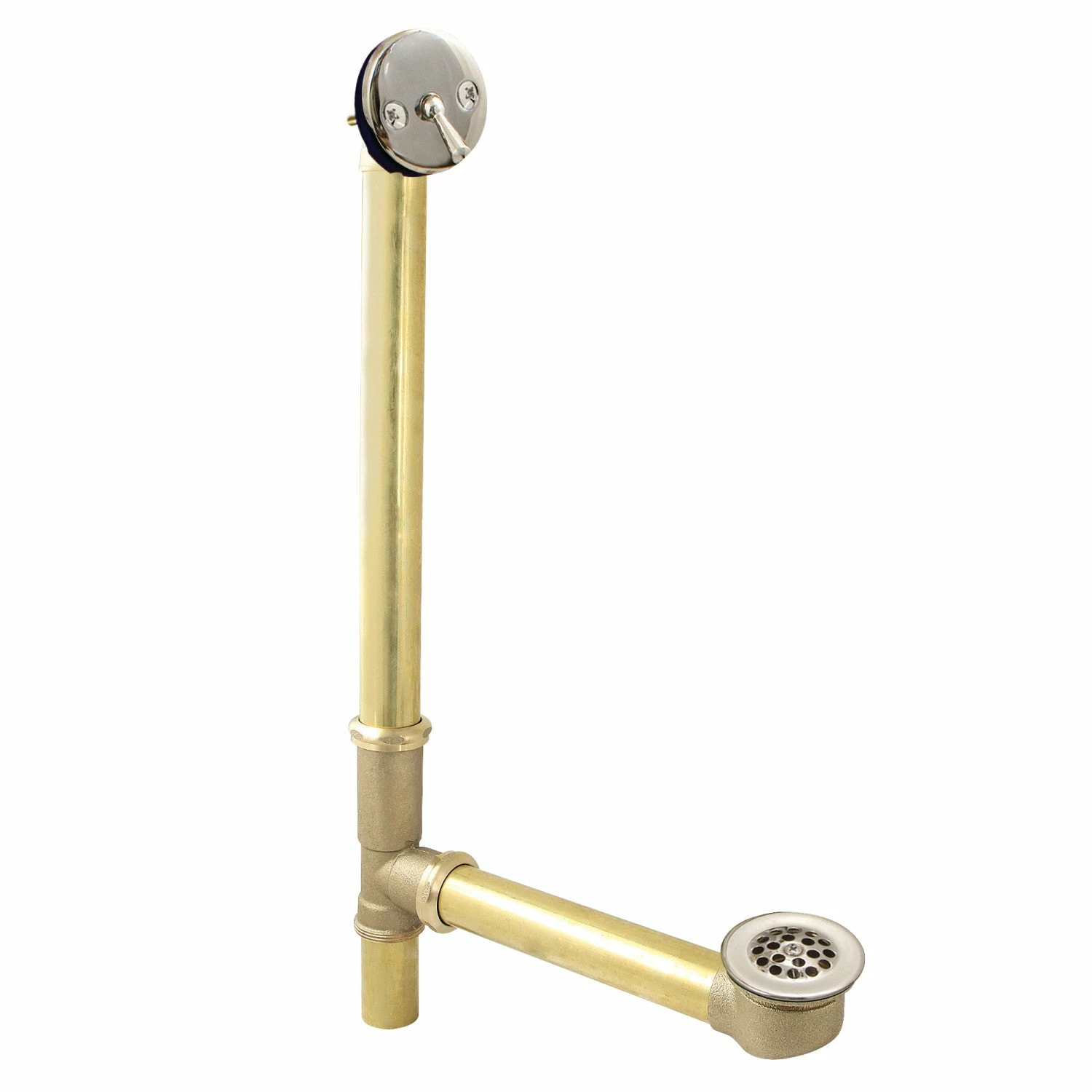 Made To Match DTL1206 25-Inch Brass Trip Lever Tub Waste And Overflow With Grid Strainer, Polished Nickel