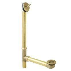 Made To Match DTL1207 25-Inch Brass Trip Lever Tub Waste And Overflow With Grid Strainer, Brushed Brass