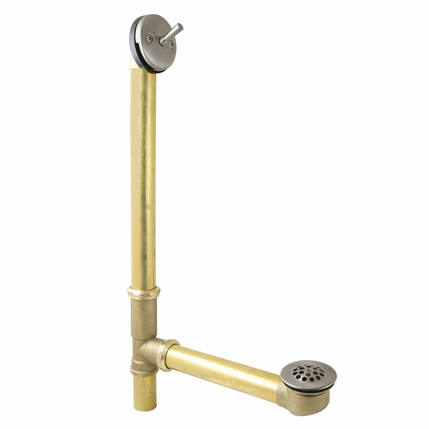 Made To Match DTL1208 25-Inch Brass Trip Lever Tub Waste And Overflow With Grid Strainer, Brushed Nickel