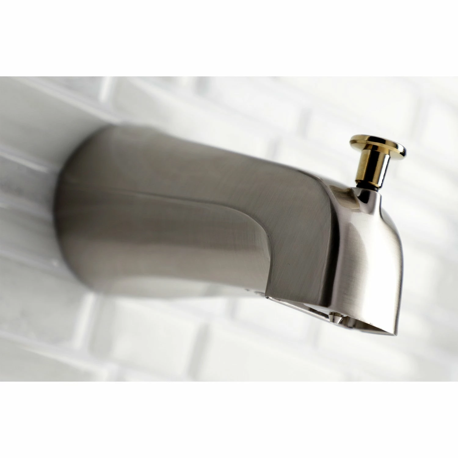 Shower Scape K188A9 5-1/4 Inch Diverter Tub Spout, Brushed Nickel/Polished Brass - Image 2