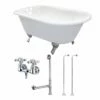 Aqua Eden KCT3D543019C1 54-Inch Cast Iron Roll Top Clawfoot Tub Combo With Faucet And Supply Lines, White/Polished Chrome
