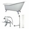 Aqua Eden KCT7D653129C1 62-Inch Cast Iron Single Slipper Clawfoot Tub Combo With Faucet And Supply Lines, White/Polished Chrome/Polished Chrome