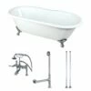 Aqua Eden KCT7D663013C1 66-Inch Cast Iron Double Ended Clawfoot Tub Combo With Faucet And Supply Lines, White/Polished Chrome