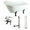Aqua Eden KTDE692823C5 67-Inch Acrylic Single Slipper Clawfoot Tub Combo With Faucet And Supply Lines, White/Oil Rubbed Bronze