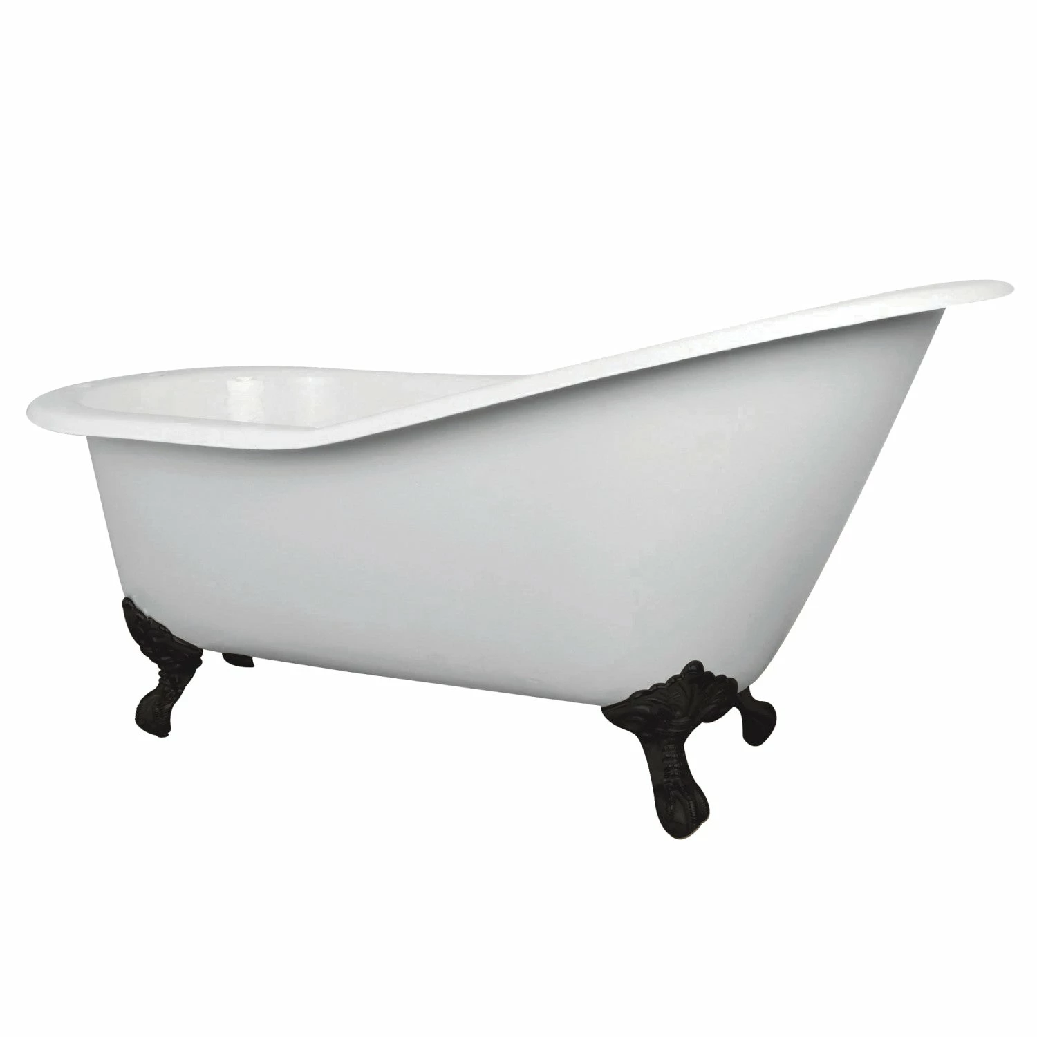 Aqua Eden NHVCT7D653129B0 62-Inch Cast Iron Single Slipper Clawfoot Tub With 7-Inch Faucet Drillings, White/Matte Black - Image 2
