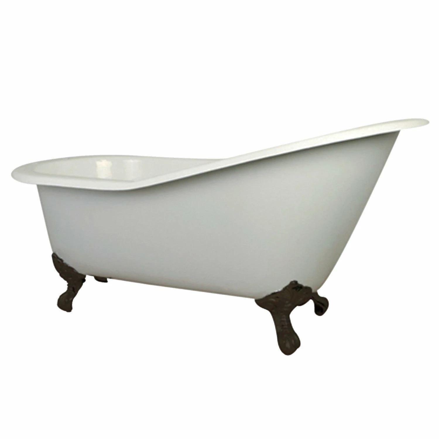 Aqua Eden NHVCT7D653129B6 62-Inch Cast Iron Single Slipper Clawfoot Tub With 7-Inch Faucet Drillings, White/Naples Bronze