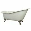 Aqua Eden NHVCT7D653129B8 62-Inch Cast Iron Single Slipper Clawfoot Tub With 7-Inch Faucet Drillings, White/Brushed Nickel