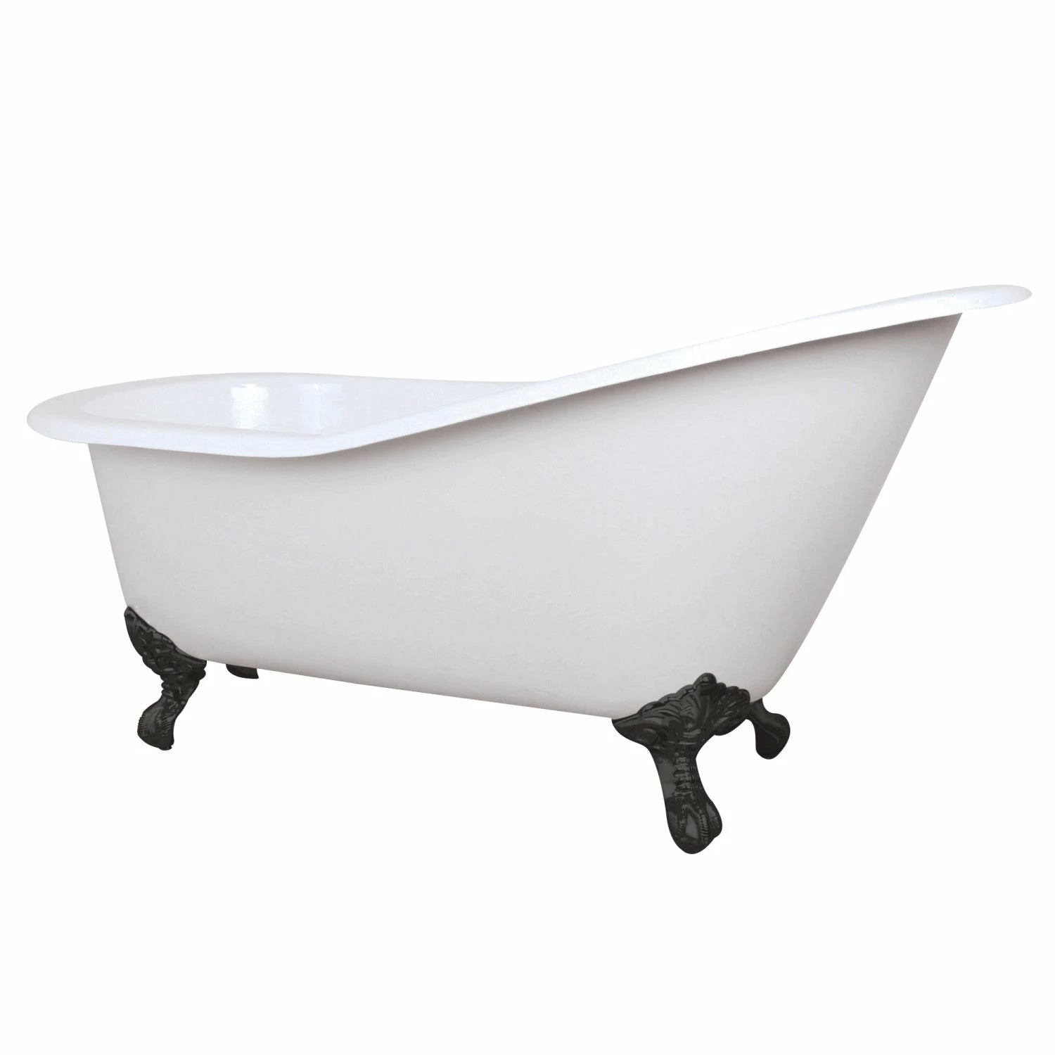 Aqua Eden NHVCTND653129B0 61-Inch Cast Iron Single Slipper Clawfoot Tub (No Faucet Drillings), White/Matte Black - Image 2