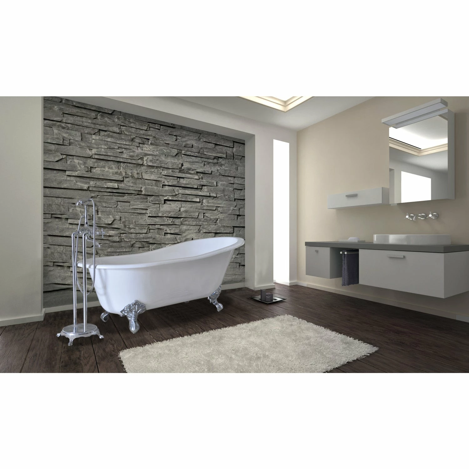 Aqua Eden NHVCTND653129B1 61-Inch Cast Iron Single Slipper Clawfoot Tub (No Faucet Drillings), White/Polished Chrome