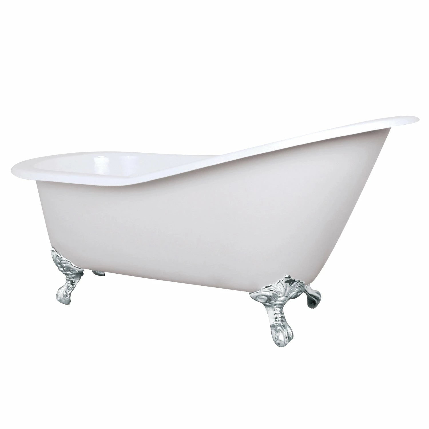 Aqua Eden NHVCTND653129B1 61-Inch Cast Iron Single Slipper Clawfoot Tub (No Faucet Drillings), White/Polished Chrome - Image 4