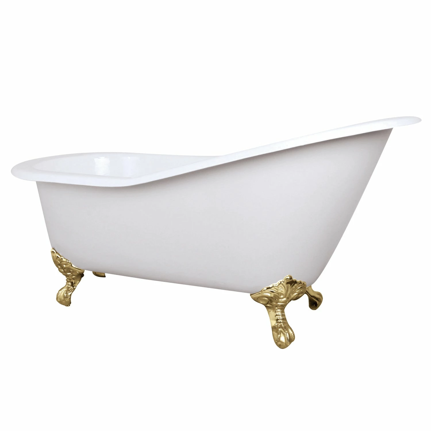 Aqua Eden NHVCTND653129B2 61-Inch Cast Iron Single Slipper Clawfoot Tub (No Faucet Drillings), White/Polished Brass - Image 3