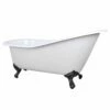 Aqua Eden NHVCTND653129B5 61-Inch Cast Iron Single Slipper Clawfoot Tub (No Faucet Drillings), White/Oil Rubbed Bronze
