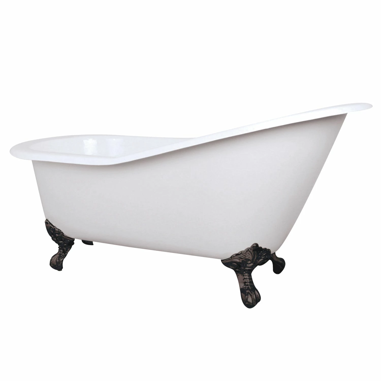 Aqua Eden NHVCTND653129B5 61-Inch Cast Iron Single Slipper Clawfoot Tub (No Faucet Drillings), White/Oil Rubbed Bronze