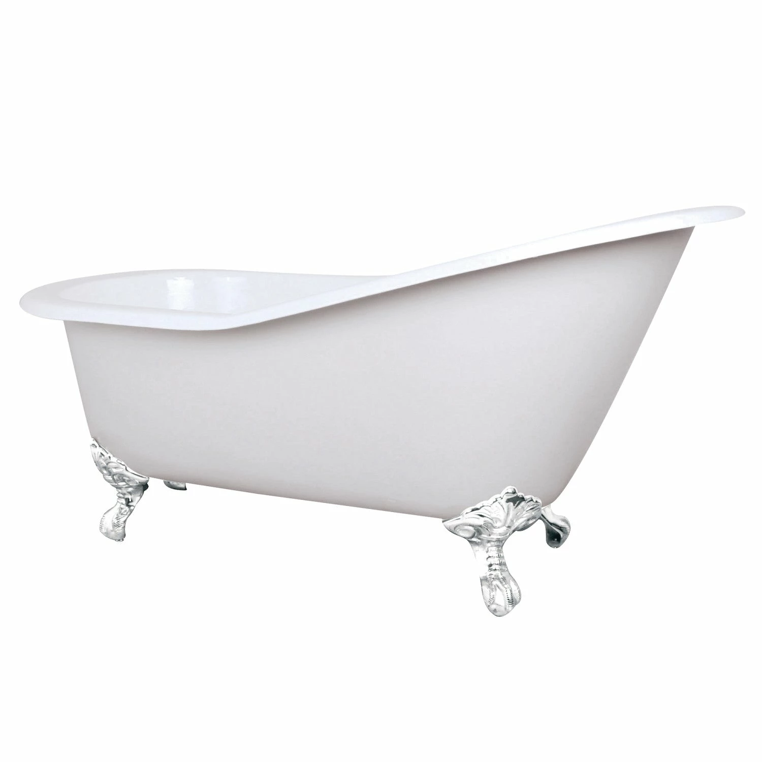 Aqua Eden NHVCTND653129BW 61-Inch Cast Iron Single Slipper Clawfoot Tub (No Faucet Drillings), White