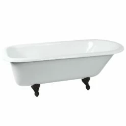 Aqua Eden NHVCTND673123T0 66-Inch Cast Iron Roll Top Clawfoot Tub (No Faucet Drillings), White/Matte Black