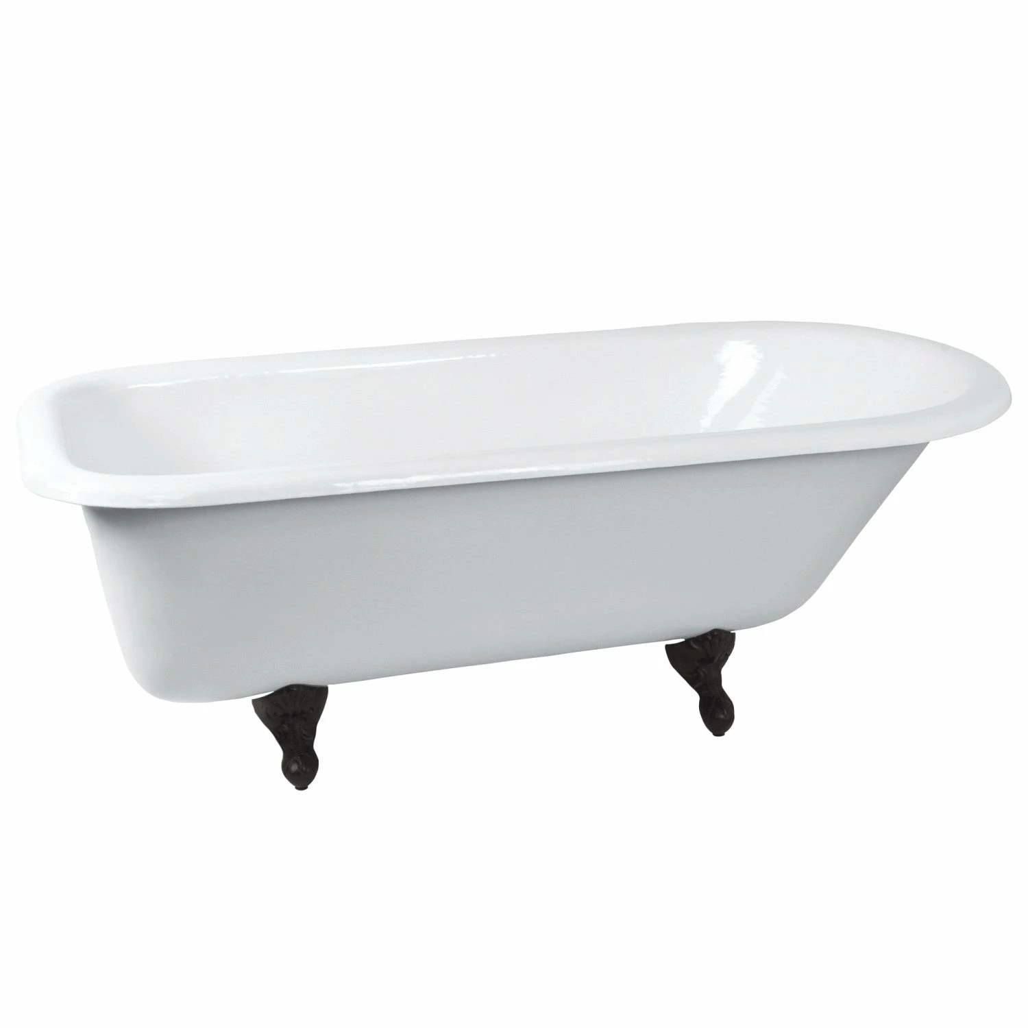 Aqua Eden NHVCTND673123T0 66-Inch Cast Iron Roll Top Clawfoot Tub (No Faucet Drillings), White/Matte Black