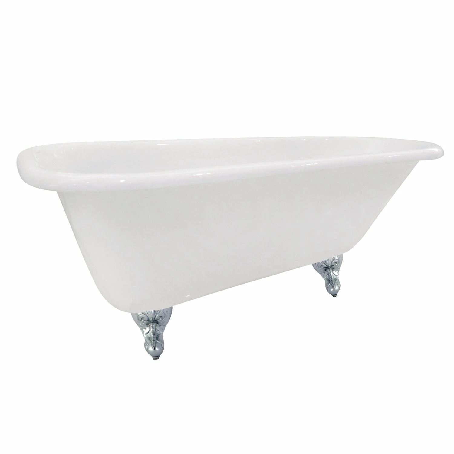 Aqua Eden NHVCTND673123T1 66-Inch Cast Iron Roll Top Clawfoot Tub (No Faucet Drillings), White/Polished Chrome