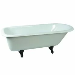 Aqua Eden NHVCTND673123T5 66-Inch Cast Iron Roll Top Clawfoot Tub (No Faucet Drillings), White/Oil Rubbed Bronze