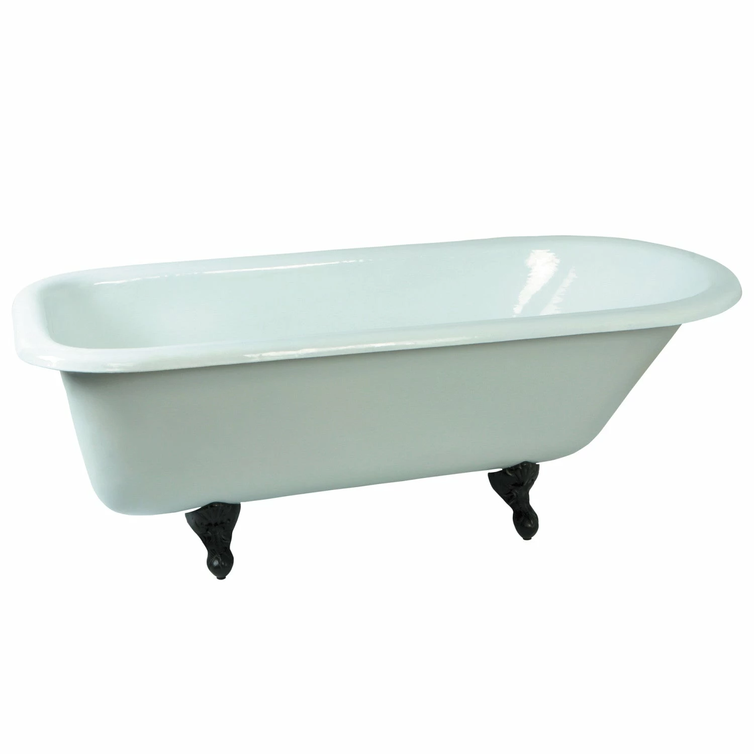 Aqua Eden NHVCTND673123T5 66-Inch Cast Iron Roll Top Clawfoot Tub (No Faucet Drillings), White/Oil Rubbed Bronze