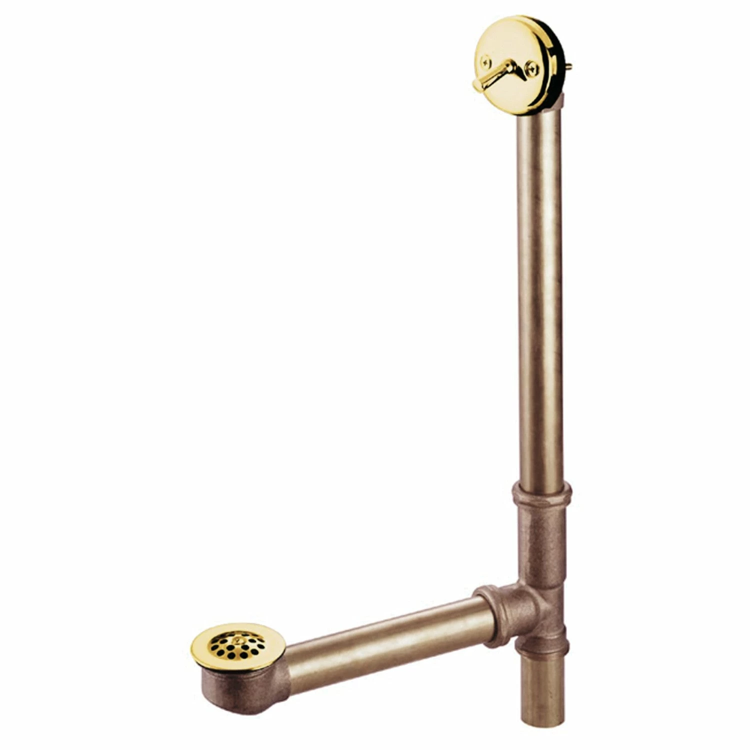 Made To Match PDTL1182 23-Inch Brass Trip Lever Tub Waste And Overflow With Grid Strainer, Polished Brass