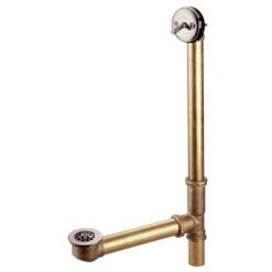 Made To Match PDTL1188 23-Inch Brass Trip Lever Tub Waste And Overflow With Grid Strainer, Brushed Nickel