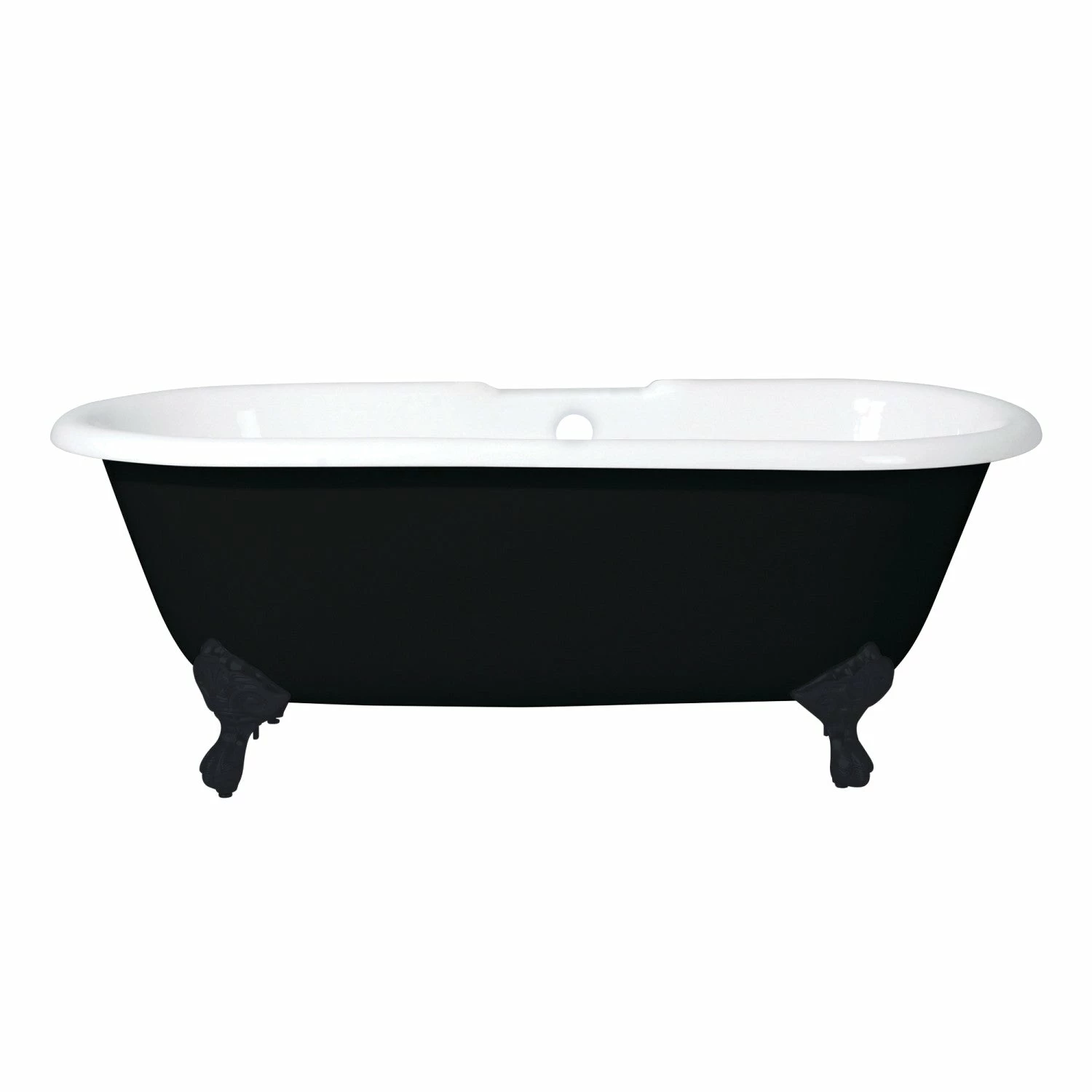 Aqua Eden VBT7D663013NB0 66-Inch Cast Iron Double Ended Clawfoot Tub With 7-Inch Faucet Drillings, Black/White/Matte Black - Image 2