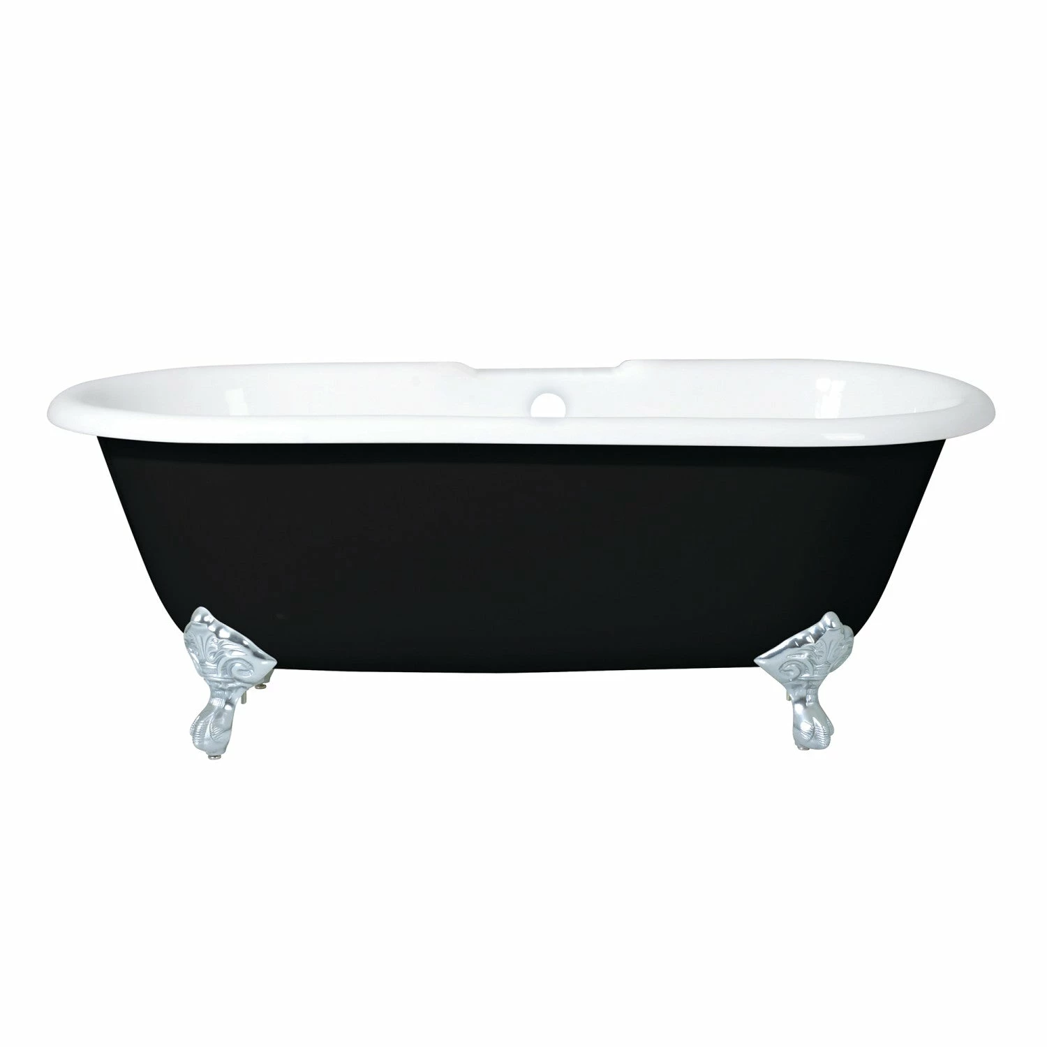 Aqua Eden VBT7D663013NB1 66-Inch Cast Iron Double Ended Clawfoot Tub With 7-Inch Faucet Drillings, Black/White/Polished Chrome - Image 7
