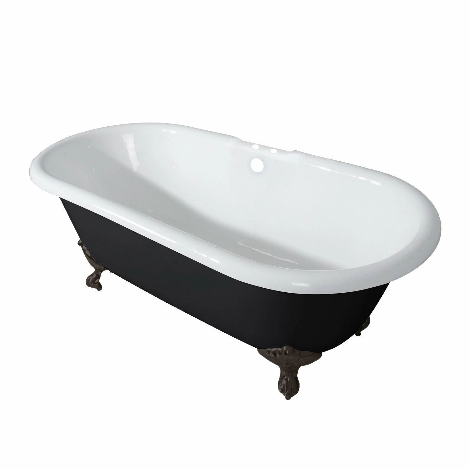 Aqua Eden VBT7D663013NB5 66-Inch Cast Iron Double Ended Clawfoot Tub With 7-Inch Faucet Drillings, Black/White/Oil Rubbed Bronze - Image 10