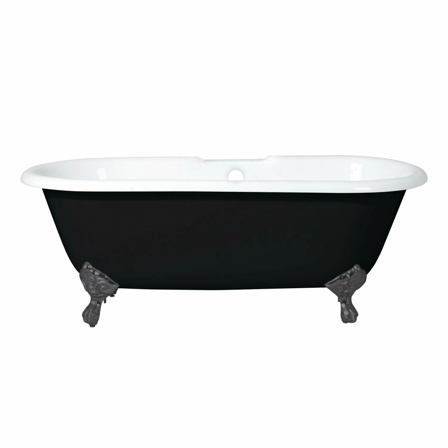 Aqua Eden VBT7D663013NB5 66-Inch Cast Iron Double Ended Clawfoot Tub With 7-Inch Faucet Drillings, Black/White/Oil Rubbed Bronze - Image 6