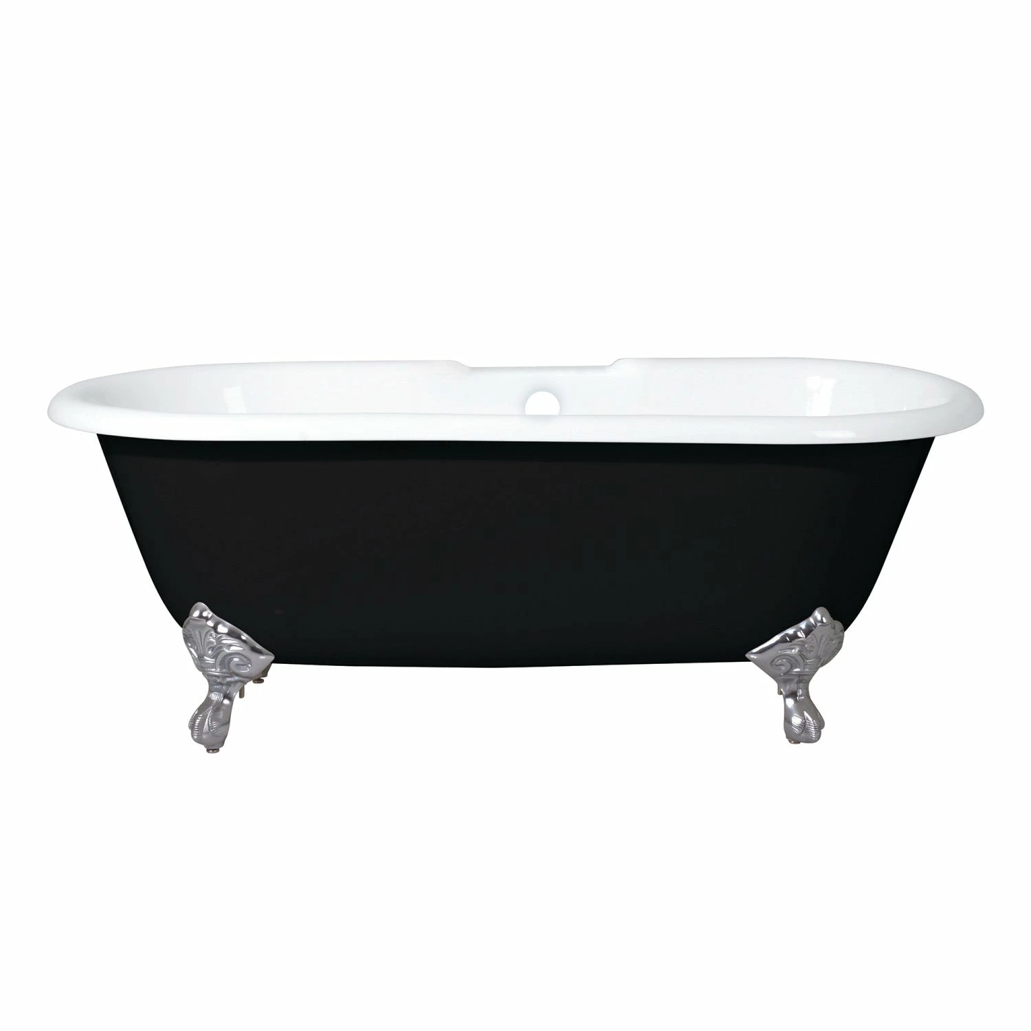 Aqua Eden VBT7D663013NB8 66-Inch Cast Iron Double Ended Clawfoot Tub With 7-Inch Faucet Drillings, Black/White/Brushed Nickel - Image 6
