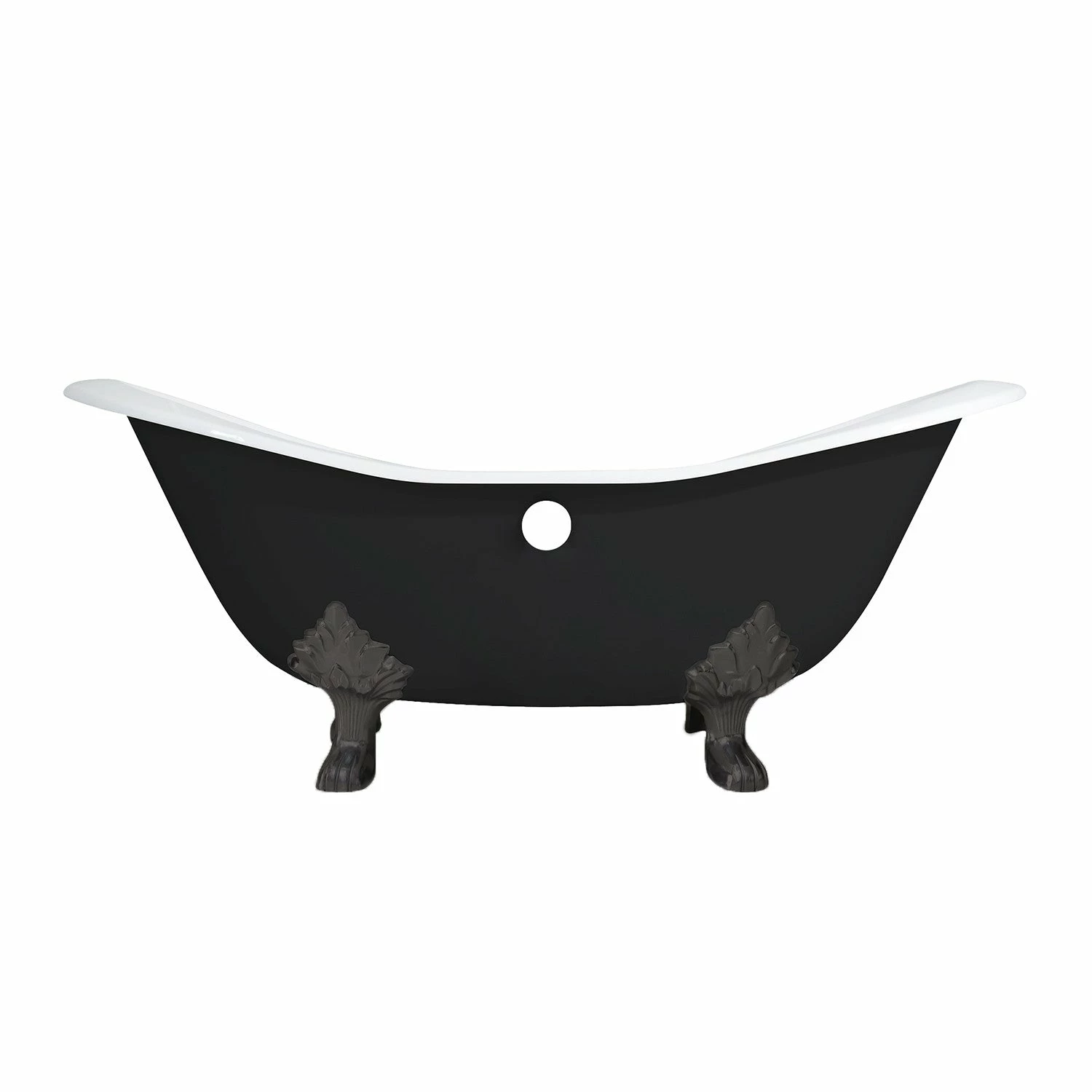 Aqua Eden VBT7D7231NC5 72-Inch Cast Iron Double Slipper Clawfoot Tub With 7-Inch Faucet Drillings, Black/White/Oil Rubbed Bronze - Image 8