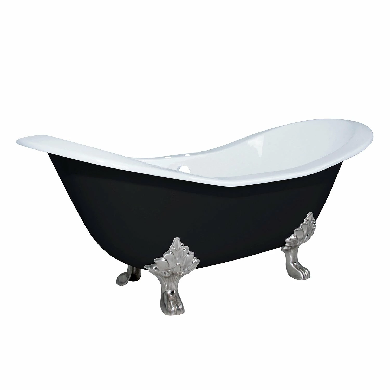 Aqua Eden VBT7D7231NC8 72-Inch Cast Iron Double Slipper Clawfoot Tub With 7-Inch Faucet Drillings, Black/White/Brushed Nickel - Image 10