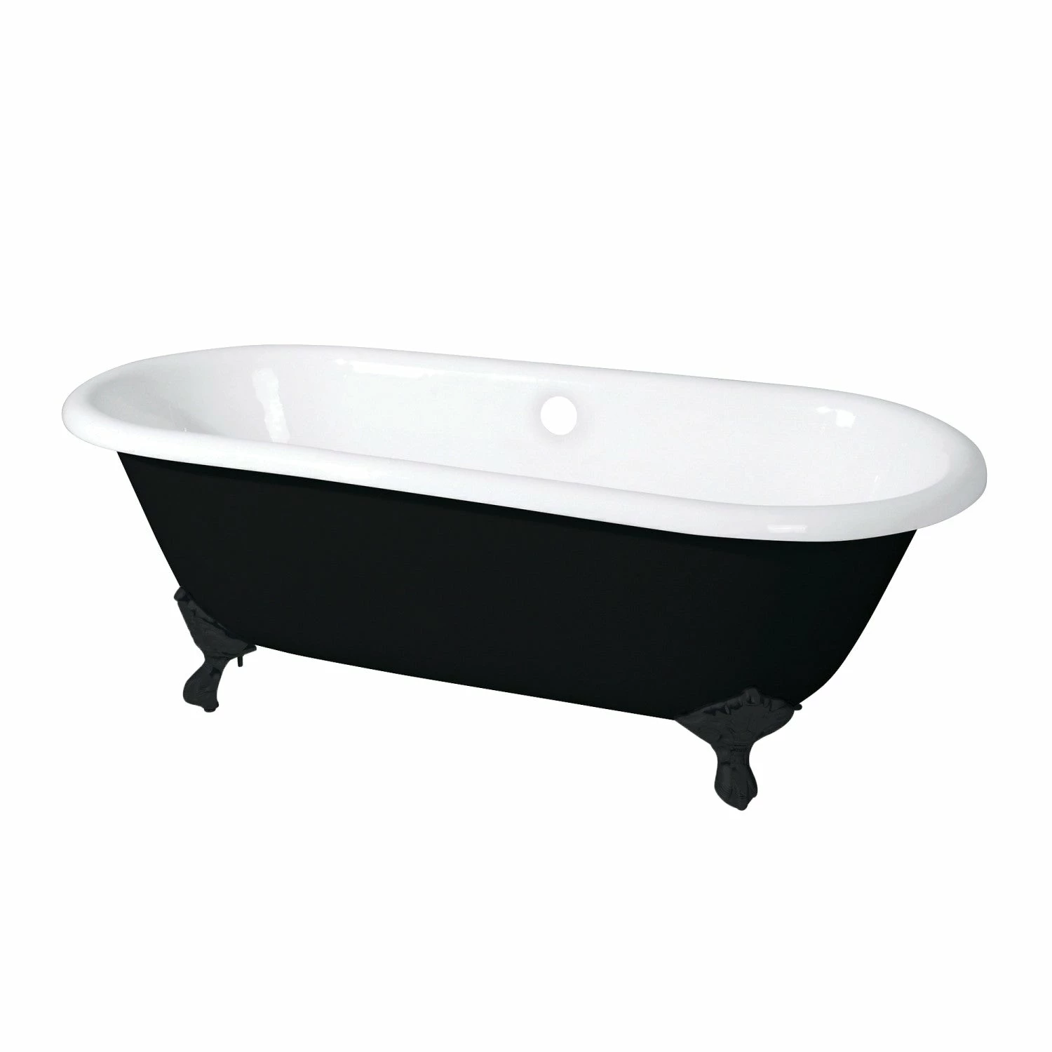 Aqua Eden VBTND663013NB0 66-Inch Cast Iron Double Ended Clawfoot Tub (No Faucet Drillings), White/Matte Black - Image 2
