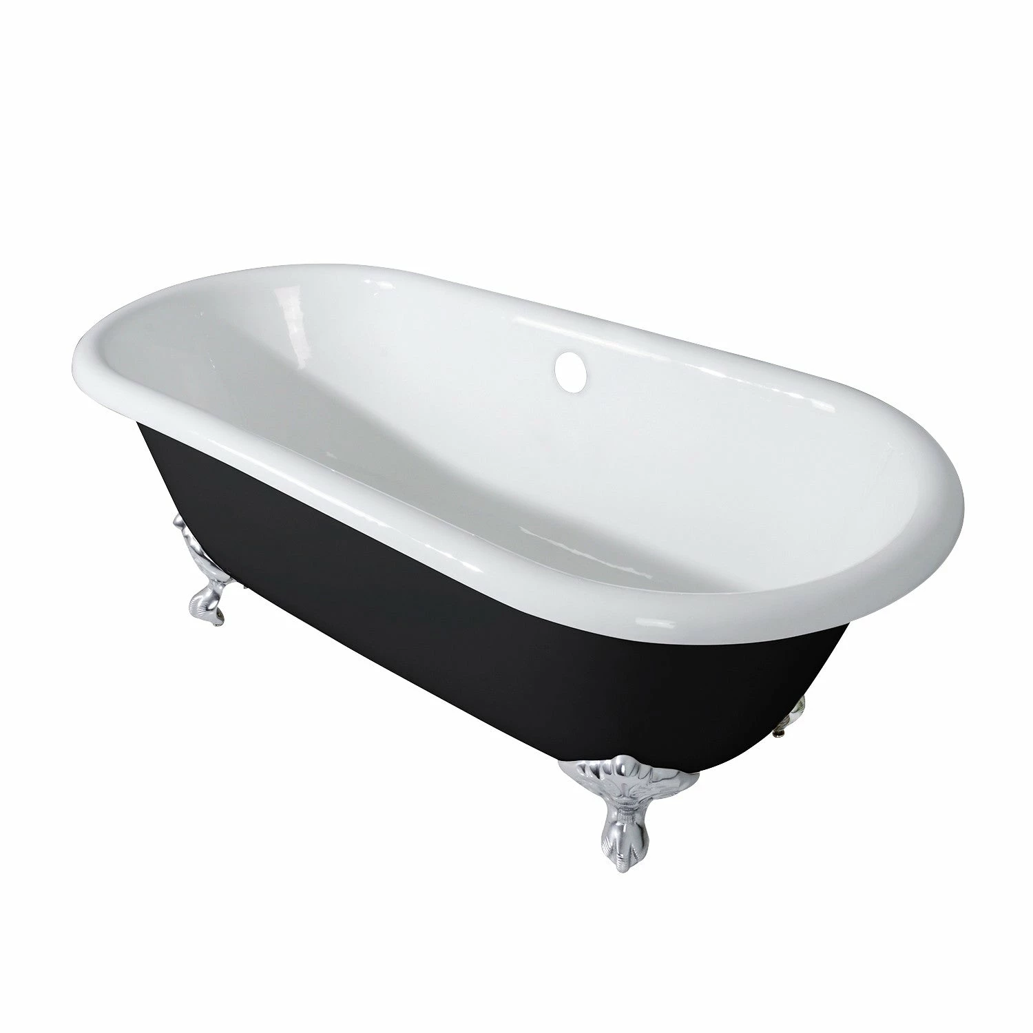 Aqua Eden VBTND663013NB1 66-Inch Cast Iron Double Ended Clawfoot Tub (No Faucet Drillings), Black/White/Polished Chrome - Image 11