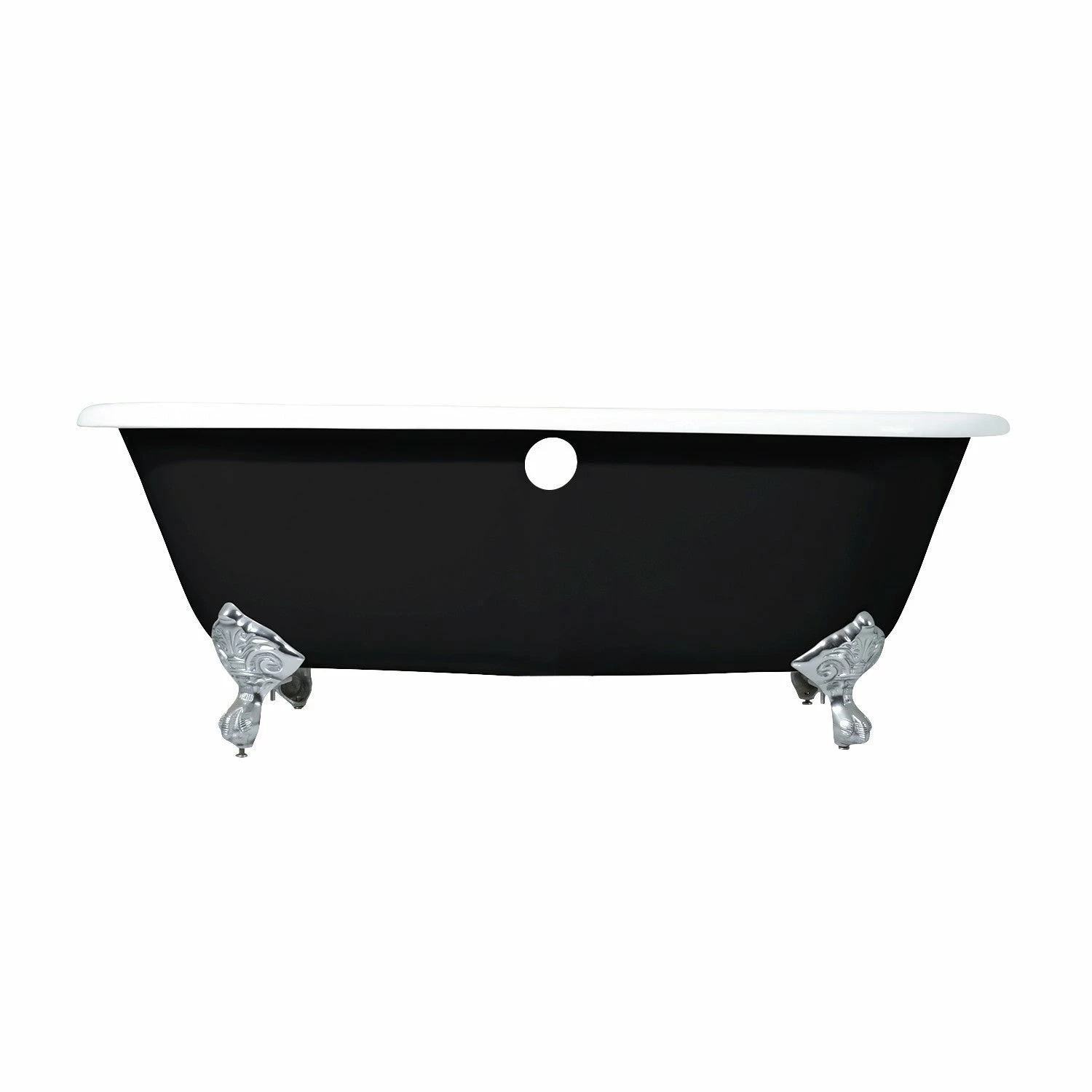 Aqua Eden VBTND663013NB1 66-Inch Cast Iron Double Ended Clawfoot Tub (No Faucet Drillings), Black/White/Polished Chrome - Image 2